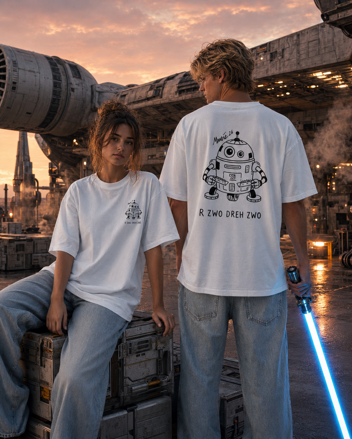 R ZWO DREH ZWO - Retro Droid T-Shirt
